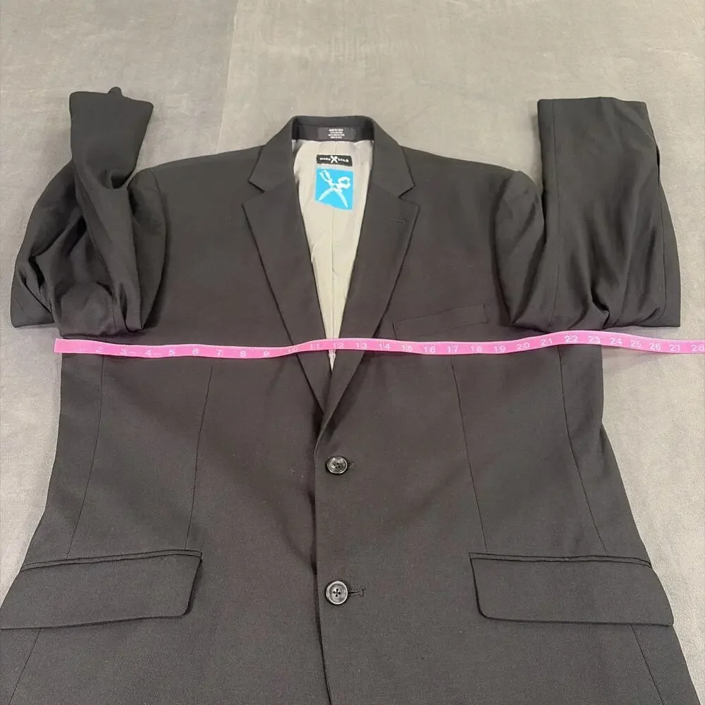 Marc Ecko Suit Black Rayon Polyester Jacket Sport Coat Pants 44R 38Wx29 Chrty